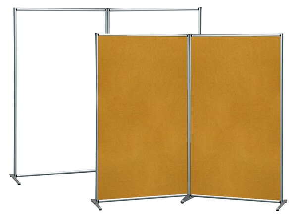 Parete divisoria doppia bifacciale 100x190 cm, superficie magnetica bianca e panno in feltro beige, struttura in allumin