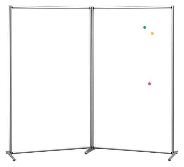 Parete Divisoria Doppia Magnetica 209x190 cm, Struttura in Alluminio Anodizzato e Superficie Scrivibile