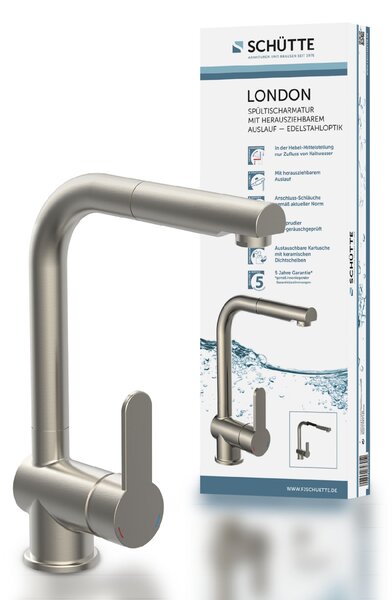 Miscelatore per lavello SCHÜTTE LONDON in acciaio inox