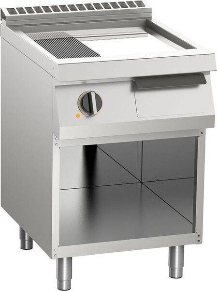 Piastra per griglia elettrica KBS, scanalata per 1/3, cromata, 7,5 kW, 2 zone di riscaldamento, base aperta