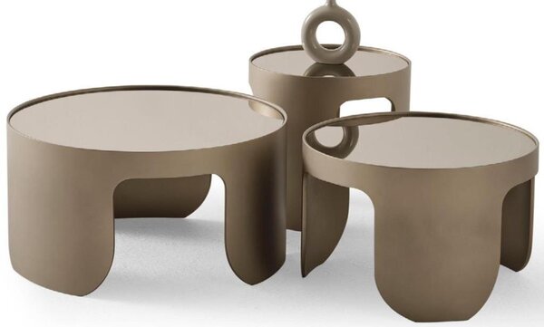 Tavolino da caffè rotondo, design moderno, ideale per il soggiorno, colore beige, comfort elevato, nuovo, lusso, comfort