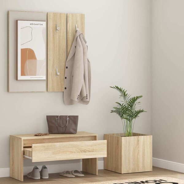 The Living Store Set di mobili per corridoio in legno rovere Sonoma