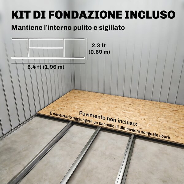 Outsunny Casetta da Giardino in Metallo con Prese d'Aria e Doppia Porta Scorrevole, 2.1x1.3m, Marrone | Aosom Italy