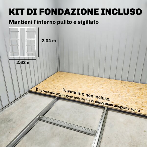 Outsunny Casetta da Giardino con 2 Porte Scorrevoli e 4 Prese d'Aria, in Acciaio e PP, 322x277x192 cm, Grigio | Aosom Italy