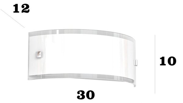 Applique moderno top light linear 1076 a30 e27 led vetro bianco bordo trasparente lucido - Top Light
