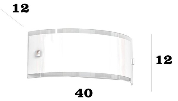 Applique moderno top light linear 1076 a40 e27 led vetro bianco bordo trasparente lucido - Top Light