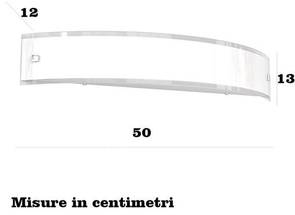 Applique moderno top light linear 1076 a70 e27 led vetro bianco bordo trasparente lucido - Top Light