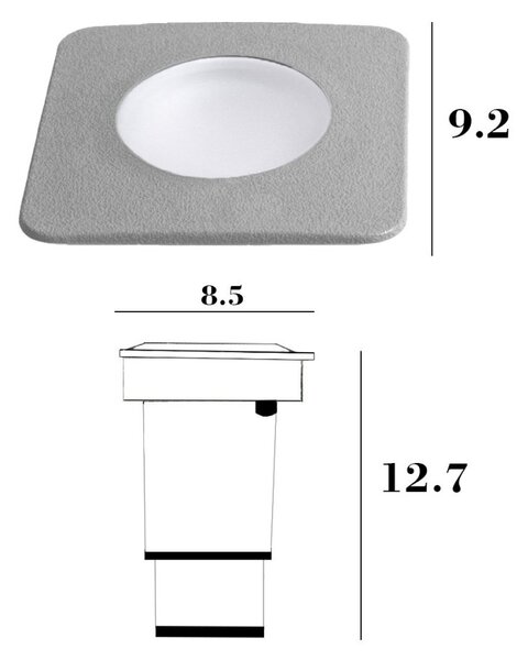 Faretto incasso calpestabile quadrato top light capri small ca qd9 gr gu10 led cct ip67 230v grigio resina - Top Light