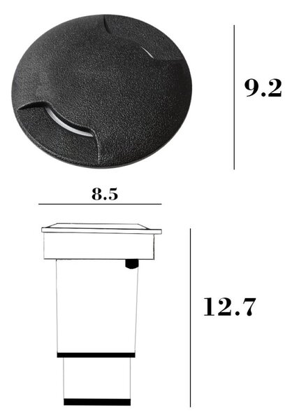 Faretto incasso tondo calpestabile biemissione top light capri small ca tb9 ne gu10 led cct ip67 230v nero resina - Top Light