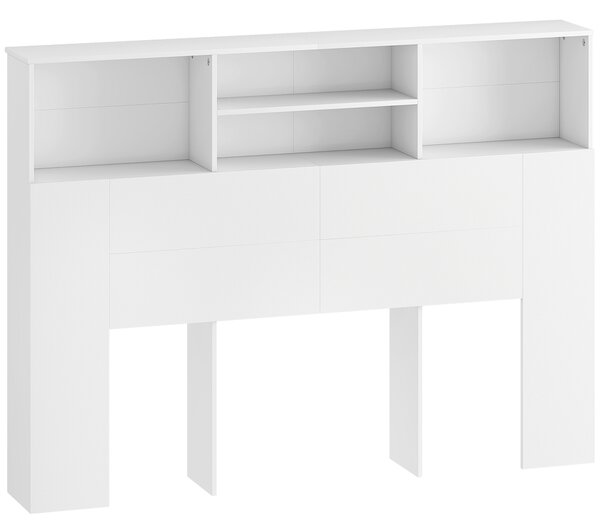 HOMCOM Testiera Letto con 4 Scomparti Aperti, 140 x 19 x 103,5 cm, Bianco | Aosom Italy