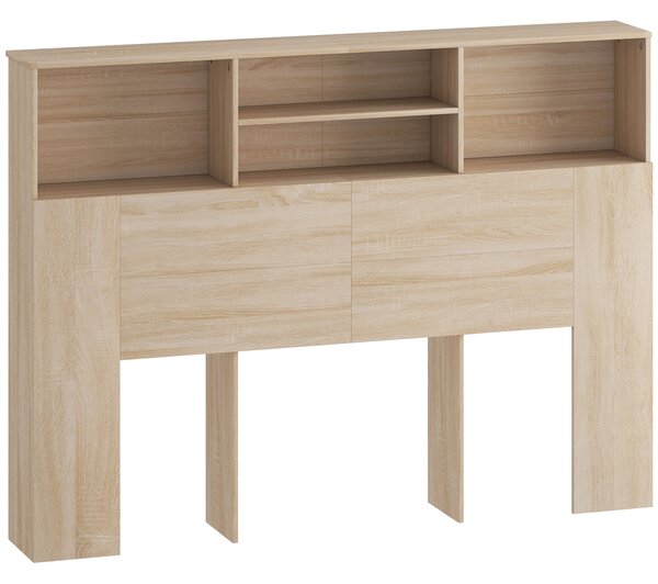 HOMCOM Testiera Letto con 4 scomparti aperti, 140 x 19 x 103,5 cm, Legno naturale | Aosom Italy