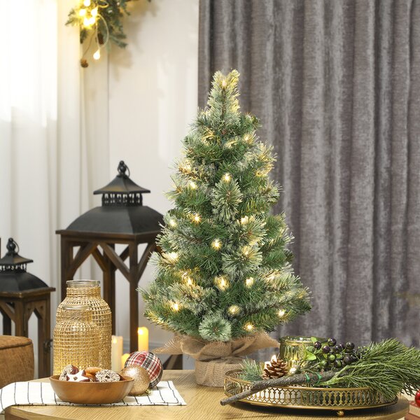 Albero di Natale Piccolo 60 cm con 35 LED Bianchi Caldi e 68 Rami Ignifughi