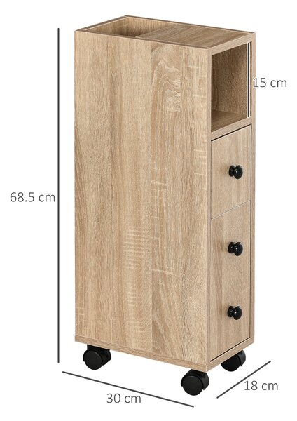 HOMCOM Armadietto da bagno organizzatore ripiano regolabile color bambù