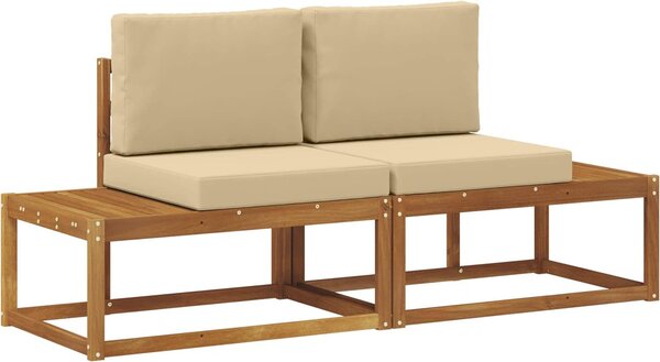 Divano da Esterno con cuscino 2 Pezzo Naturale e Beige