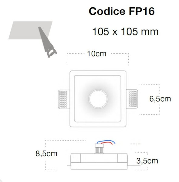 Faretto incasso lampadari bartalini inic fp16 gu10 mr11 led gesso verniciabile - Lampadari Bartalini Gesso