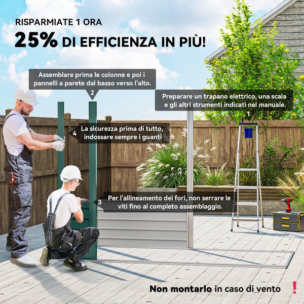 Outsunny Capanno Porta Attrezzi con 2 Prese d'Aria e Chiavistello, Casetta da Giardino in Acciaio, 249x121x183 cm, Verde | Aosom Italy
