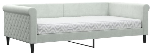 VidaXL Divano letto con materasso Grigio chiaro 100x200 cm Velluto