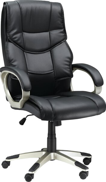 HOMCOM Sedia da ufficio Sedia direzionale con funzione dondolo Sedia da ufficio Sedia da scrivania Sedia ergonomica girevole Seduta sportiva Schienale alto Similcuoio nera Metallo 70 x 58 x 114-124 cm