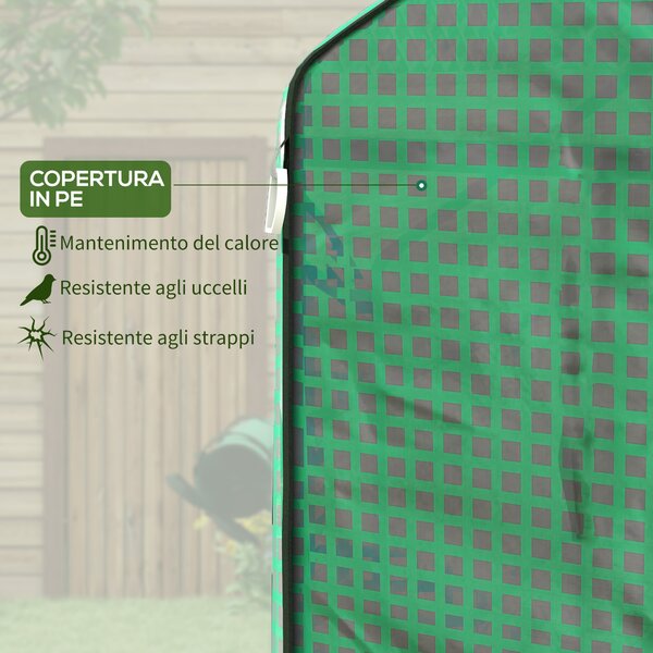 Outsunny Copertura PE per Serra da Giardino con Porta a Cerniera e Finestre, 140x143x190cm, Verde|Aosom