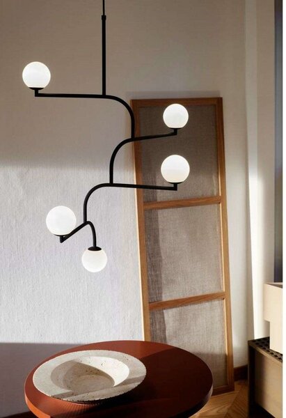 Lampada a sospensione Pholc, Nero, Sala da pranzo, Metallo