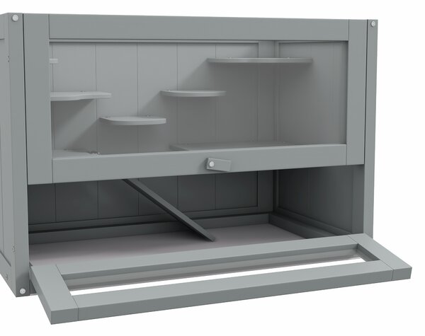 PawHut Gabbia per criceti topi piccoli roditori multi-accessori rampa piattaforme tetto apribile griglia 60 x 35 x 42 cm grigio