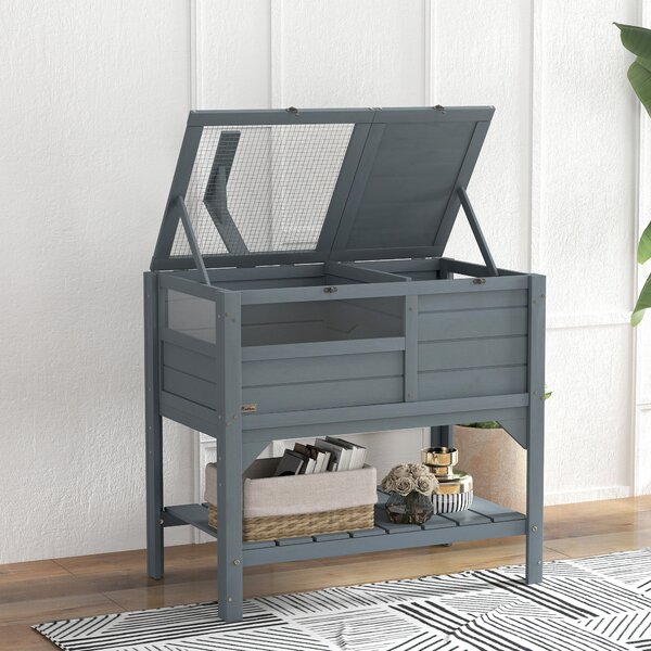 PawHut Casa recinto per tartarughe su piedi con mensole in legno di abete - dim. 103H x 84L x 51l cm