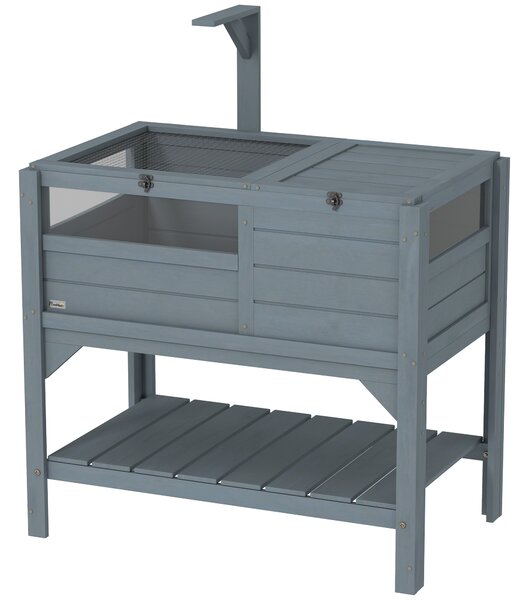 PawHut Casa recinto per tartarughe su piedi con mensole in legno di abete - dim. 103H x 84L x 51l cm
