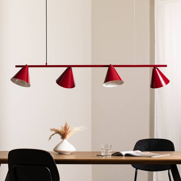 Lampada a sospensione Hängeleuchte Form 4 ALDEX, dimmerabile, Rosso, Soggiorno / Sala da pranzo, Metallo, Moderno, Lampada a sospensione