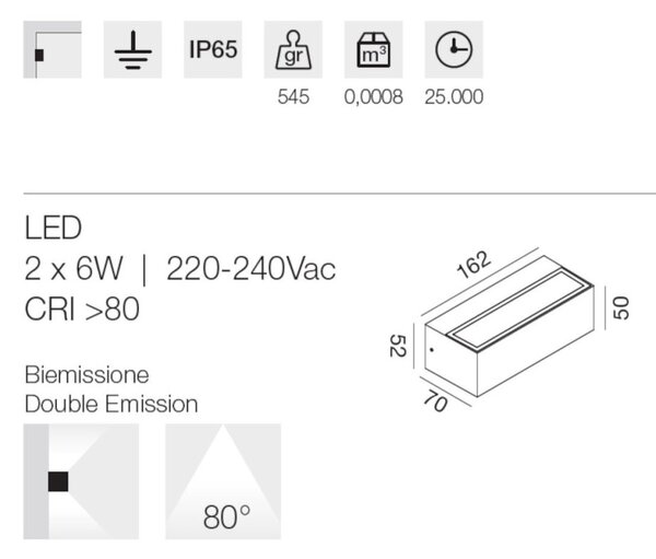 Applique classico gea led ges2242 led ip65 alluminio marrone biemissione - Gea Led