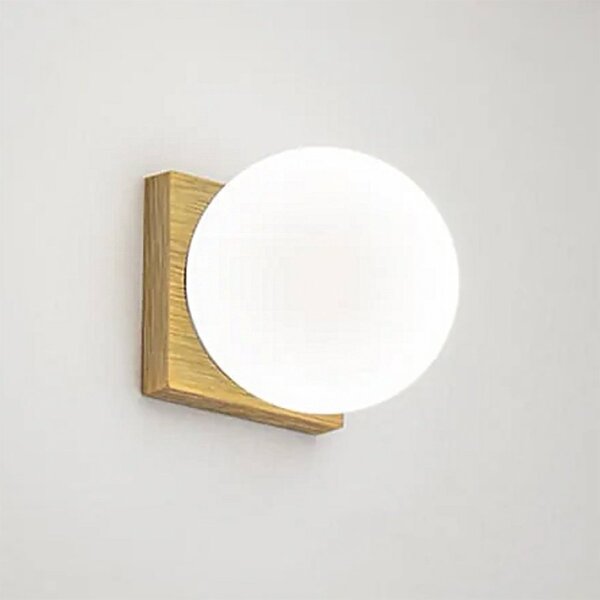 Applique perenz dot 8376 ob lc led 856lm 3000k ip40 sfera vetro soffiato metallo ottone brunito - Perenz