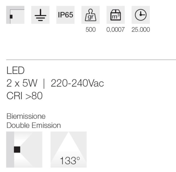 Applique moderno gea led ges2211 led ip65 alluminio antracite biemissione - Gea Led