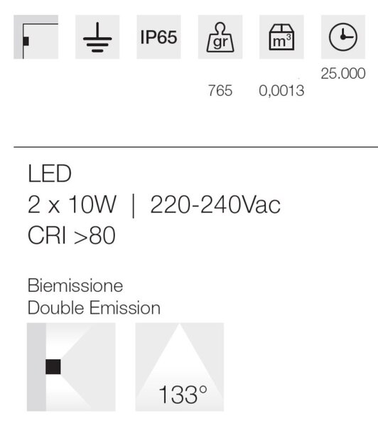 Applique moderno gea led ges2213 led ip65 alluminio bianco biemissione - Gea Led