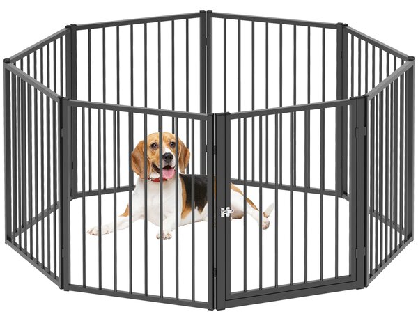 PawHut Parco per chien, parco per animali, 8 pannelli, recinzione portatile pieghevole, sicuro, nero