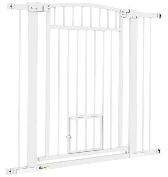 PawHut Barriera di sicurezza per cani sistema di doppio blocco montaggio a pressione o a foratura larghezza 76-104 cm bianco