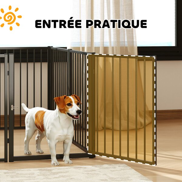 PawHut Parco per chien, parco per animali, 8 pannelli, recinzione portatile pieghevole, sicuro, nero