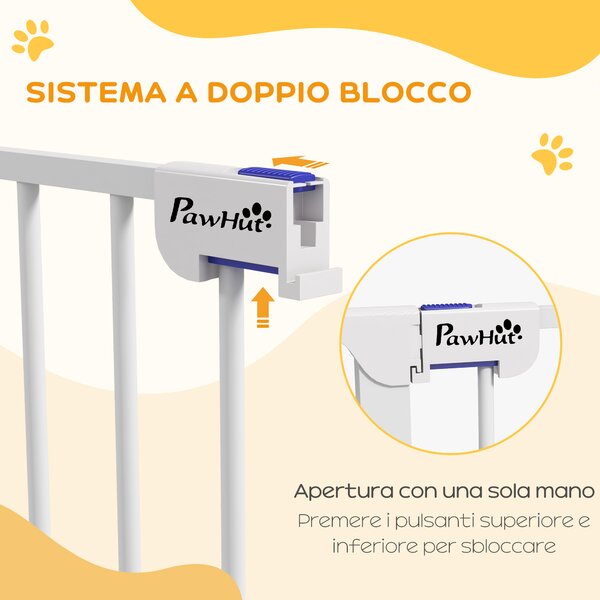 PawHut Cancelletto per Cani a 3 Pannelli Pieghevoli con Doppio Blocco, in Acciaio e Plastica, 206x120 cm, Bianco | Aosom Italy