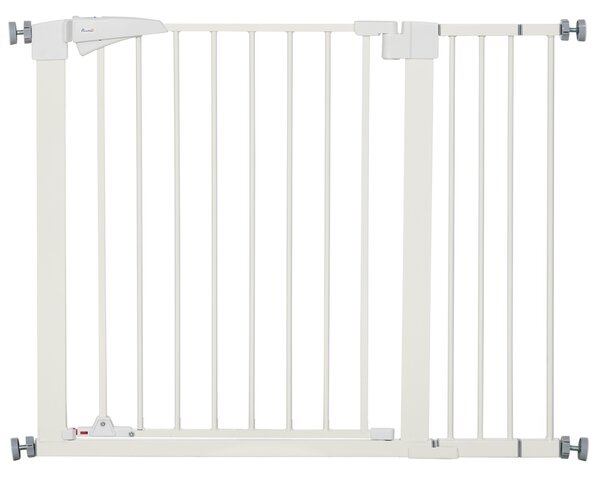 Cancelletto per Cani Regolabile 76-103cm con Chiusura Automatica Acciaio Bianco