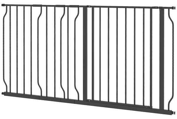 PawHut Barriera di sicurezza barriera per animali domestici lunghezza regolabile dim. 145L x 76H cm nero