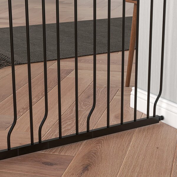 PawHut Barriera di sicurezza barriera per animali domestici lunghezza regolabile dim. 145L x 76H cm nero