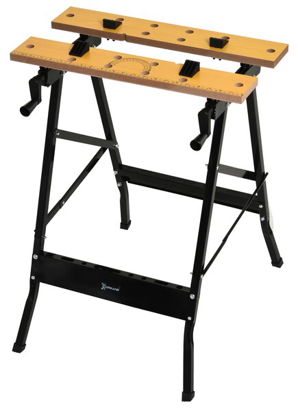DURHAND Banco da lavoro pieghevole con 4 morsetti tavolo da lavoro, carico 100 kg, 62,5x60,5x78,5cm, nero