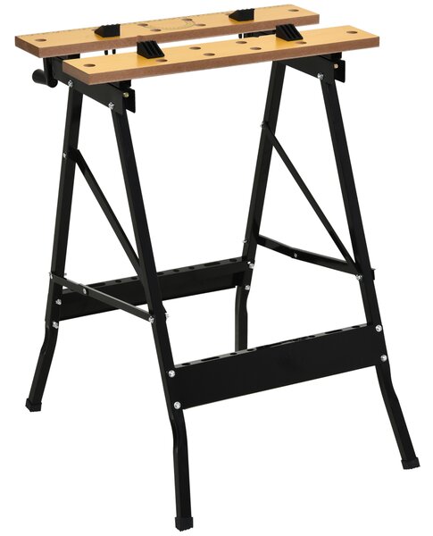 DURHAND Banco da lavoro pieghevole con 4 morsetti tavolo da lavoro, carico 100 kg, 62,5x60,5x78,5cm, nero