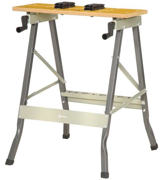 DURHAND Banco da lavoro pieghevole con 4 morsetti tavolo da lavoro, carico 100 kg, 62,5x60,5x78,5cm, grigio