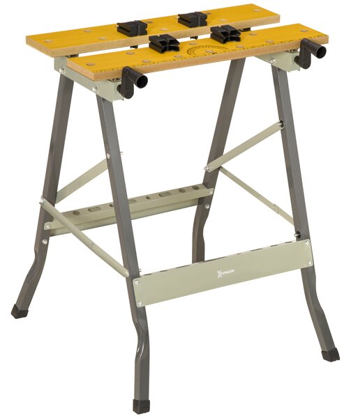 DURHAND Banco da lavoro pieghevole con 4 morsetti tavolo da lavoro, carico 100 kg, 62,5x60,5x78,5cm, grigio
