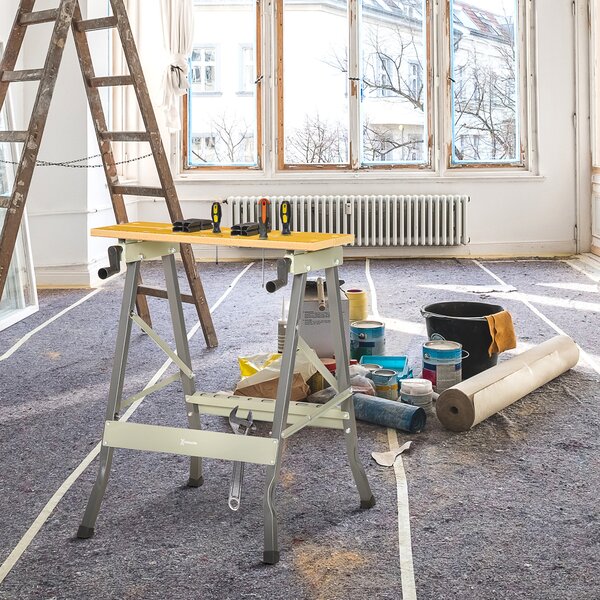 DURHAND Banco da lavoro pieghevole con 4 morsetti tavolo da lavoro, carico 100 kg, 62,5x60,5x78,5cm, grigio