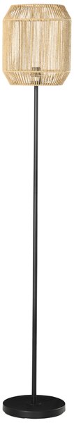 HOMCOM Lampada da Terra per Salone con Paralume in Corda di Carta Design Naturale Attacco E27 Max. 40W - Ø 26 x 164H cm