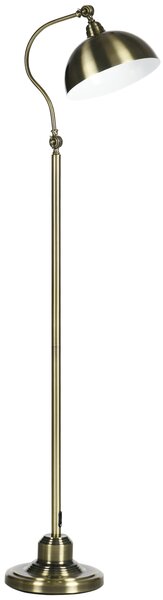 HOMCOM Lampada da Terra Salotto Vintage con Paralume Regolabile, ruotando e Interruttore a Pedale, 42 x 25,5 x 152 cm, tono ottone | Aosom Italy