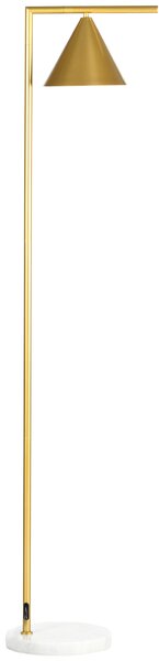 HOMCOM Lampada da terra per salotto in acciaio con paralume conico orientabile e base in marmo 40W 35 x 26 x 153 cm dorato