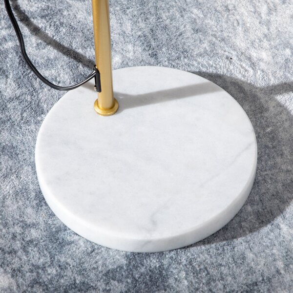 HOMCOM Lampada da terra per salotto in acciaio con paralume conico orientabile e base in marmo 40W 35 x 26 x 153 cm dorato