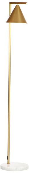 HOMCOM Lampada da terra per salotto in acciaio con paralume conico orientabile e base in marmo 40W 35 x 26 x 153 cm dorato