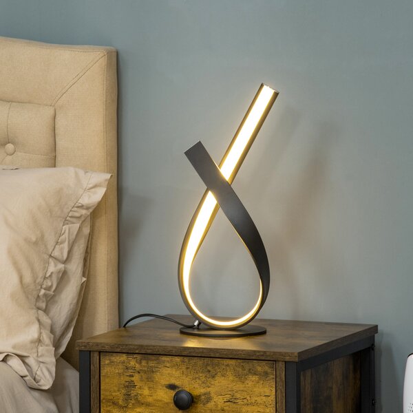 HOMCOM Lampada da tavolo design contemporaneo - lampada da tavolo a spirale - dim. 21L x 15l x 43H cm - alluminio nero LED bianco caldo